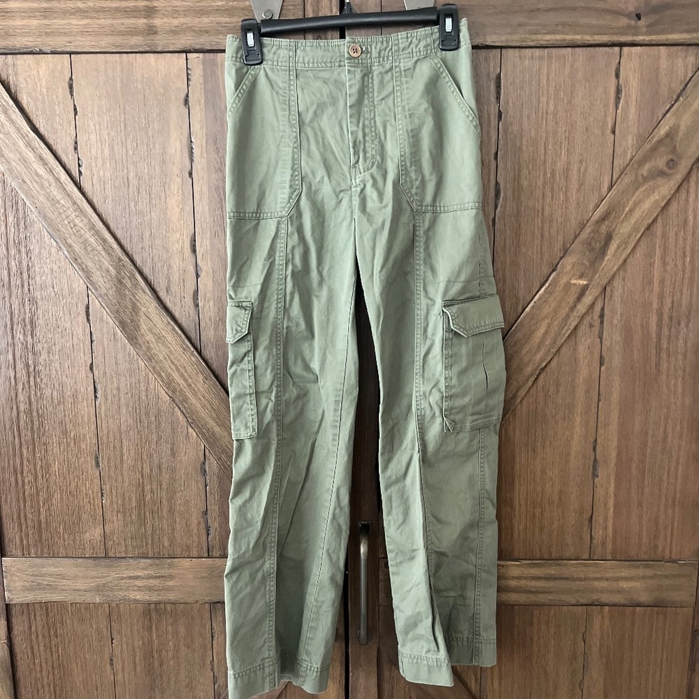 Abercrombie & Fitch Hi Rise Relaxed Utility Cargo Pants Army Green Size 25